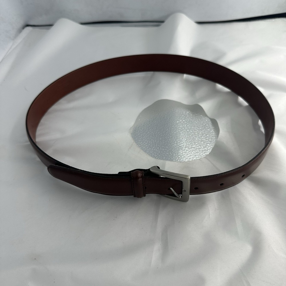 Coach Leather Belt Brown Silver Buckle Quiet Luxury Casual 32"/80cm
